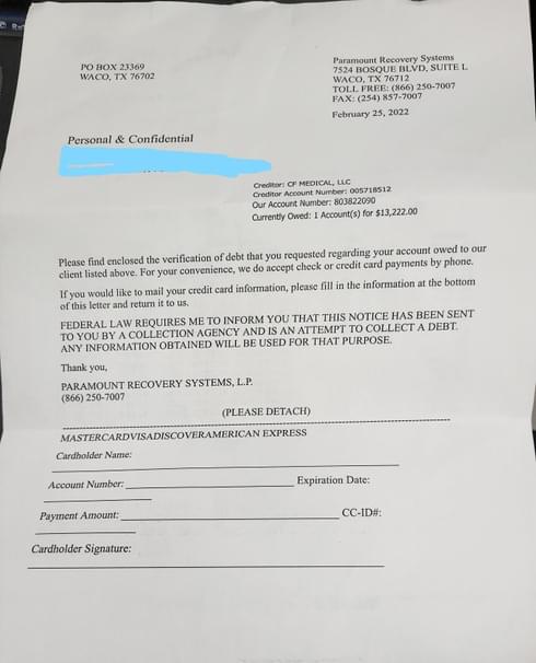 debt validation letter